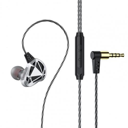 F5 Hollow Subwoofer Heavy Bass Volume Control Anti-Noise Earphones With Mic Setro In-Ear Wired Headset For Xiaomi Huawei: Silver