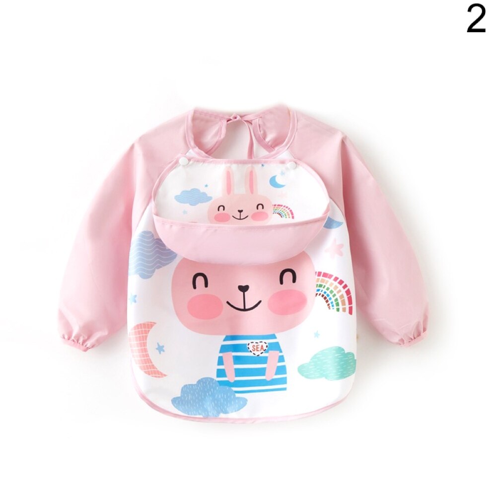 Bebê menino babadores à prova dwaterproof água de manga longa menina babadores crianças pano de arroto infantil alimentação bib com bolso criança avental bata: 2 L