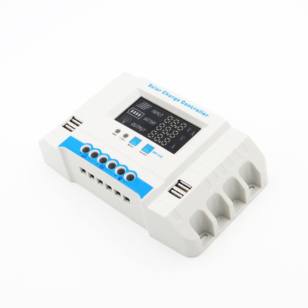 60A 50A 40A 30A 20A 10A 24V 12V Auto Solar Panel Battery Charger PWM LCD Display Solar Collector Regulator USB two Controller