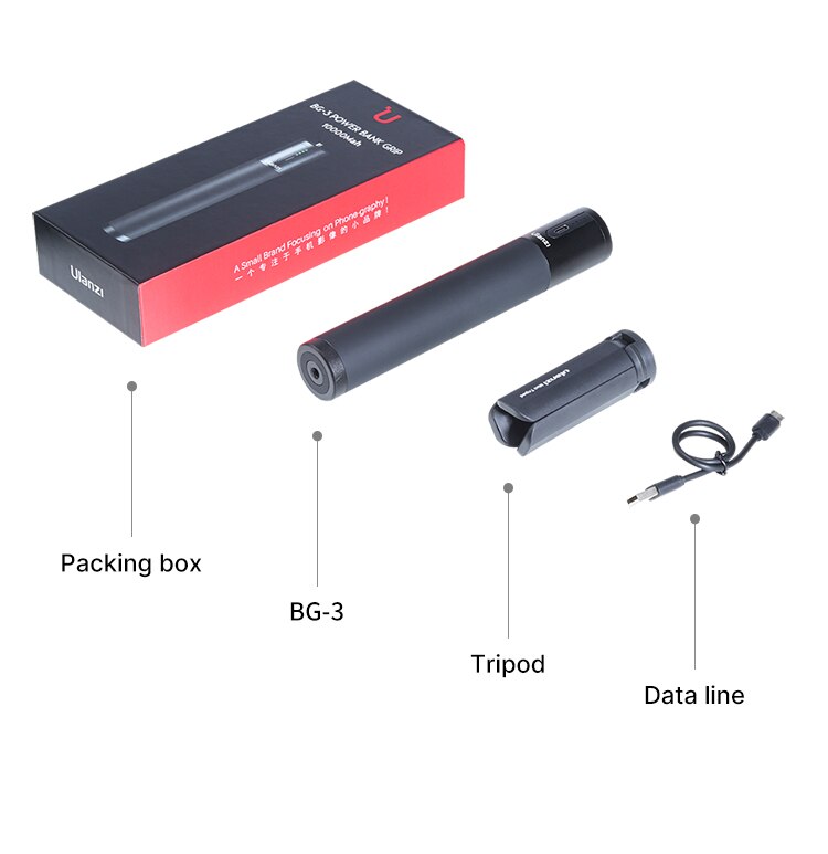 Ulanzi BG -3/BG-2 is suitable for the SLR micro single mobile outdoor sports cameras mobile charging treasure of the handle: Black