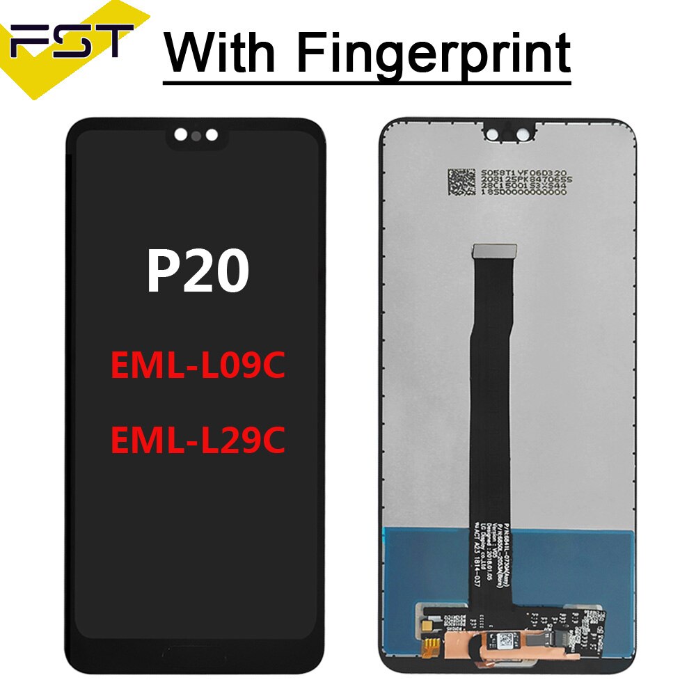 Tela lcd + touchscreen para huawei p20, tela para celulares huawei p20 EML-L09C EML-L29C/p20 lite nova 3e/p20 pro CLT-L09 CLT-L29 montagem do digitalizador: P20 Fingerprint