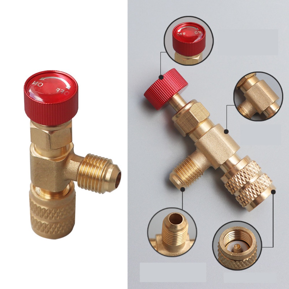4/2/1 Uds R410A R22 1/4 "válvula de seguridad de carga de refrigeración aire acondicionado refrigerante adaptador de líquido de seguridad piezas de herramientas de mano