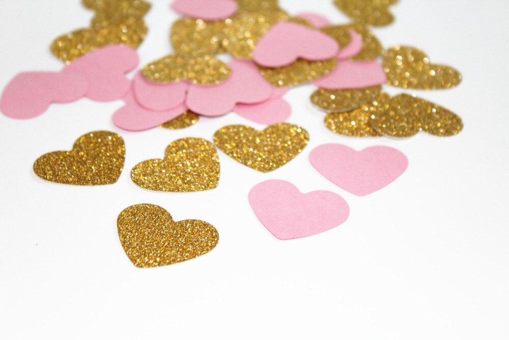 Bridal Brunch Party Decor Bridal Shower Decorations pink and Gold Heart confetti