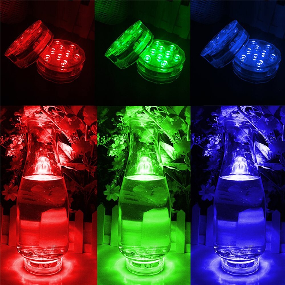 1pc dykkede led undervandslys vandtætte rgb farver fjernbetjening trådløs vase lys fest bryllup pool lys