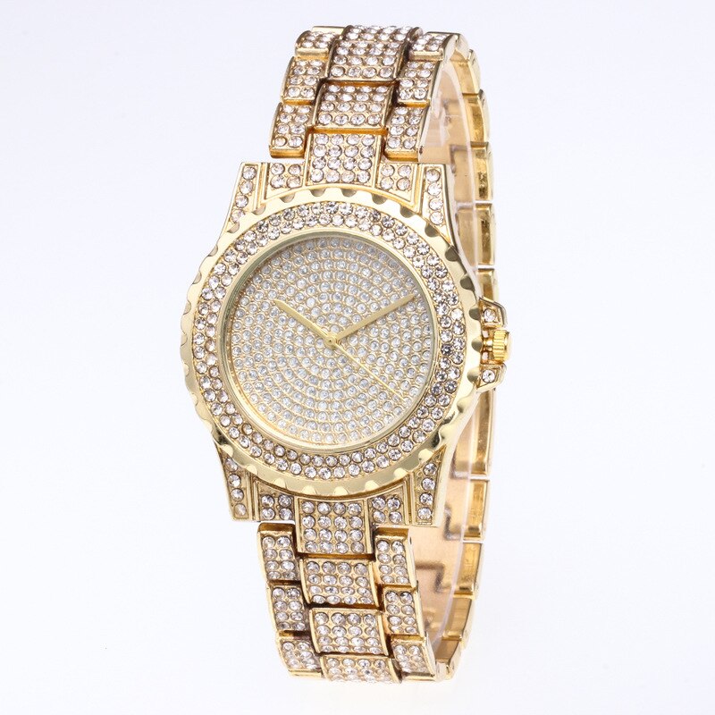 Kristallen dameshorloges, quartzhorloge voor dames, casual polshorloge met strass, reloje mujer relogio feminino dameshorloge: Goud