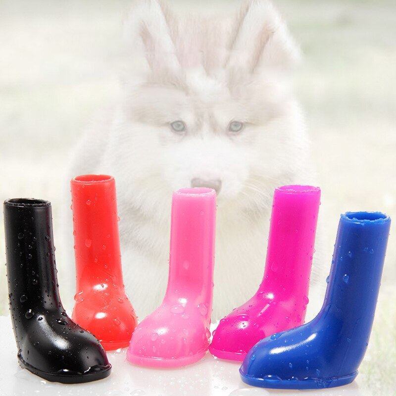 chien de compagnie chats chaussures de pluie bottes pour animaux de compagnie en caoutchouc Portable anti-dérapant imperméable en caoutchouc pluie chien chaussures chaussettes pour l'extérieur