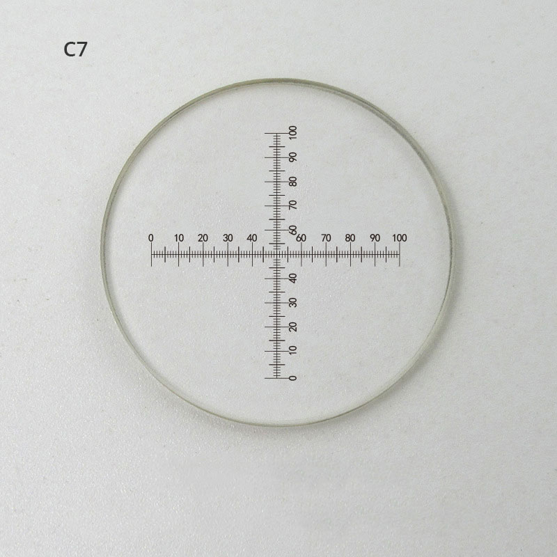 1pc Optical Glass Microscope Eyepiece Reticle Cross Line Ocular Graticula Micrometer Grid Calibration Slide for Measurement: grey