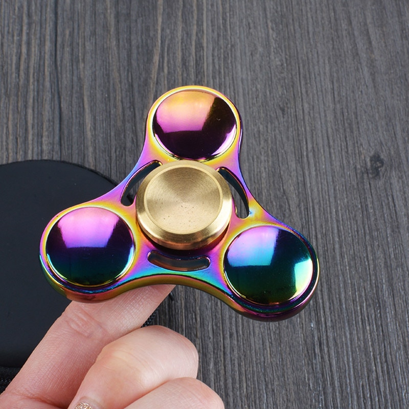 Kleurrijke Regenboog Fidget Spinner Metalen Hand Spinner Ongeveer 5 Minuten Voor Autisme Rotatie Anti Stress Speelgoed Kids Kinderen