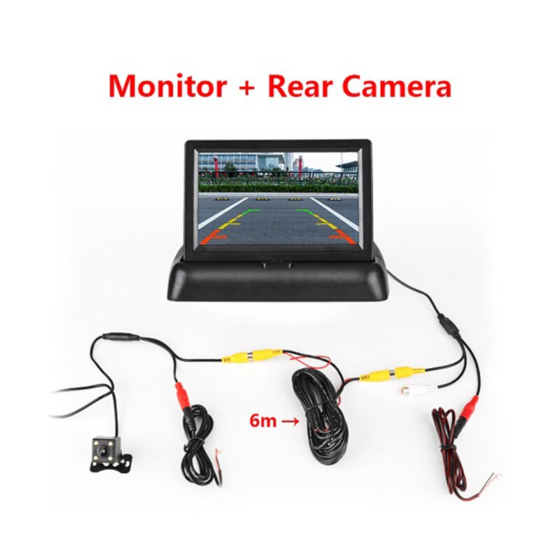 Foldbar skærm skærm 4.3 tommer tft lcd bilmonitor av input skærm skærm reverse kamera parkeringssystem rearview monitorer: Monitor bageste kamera