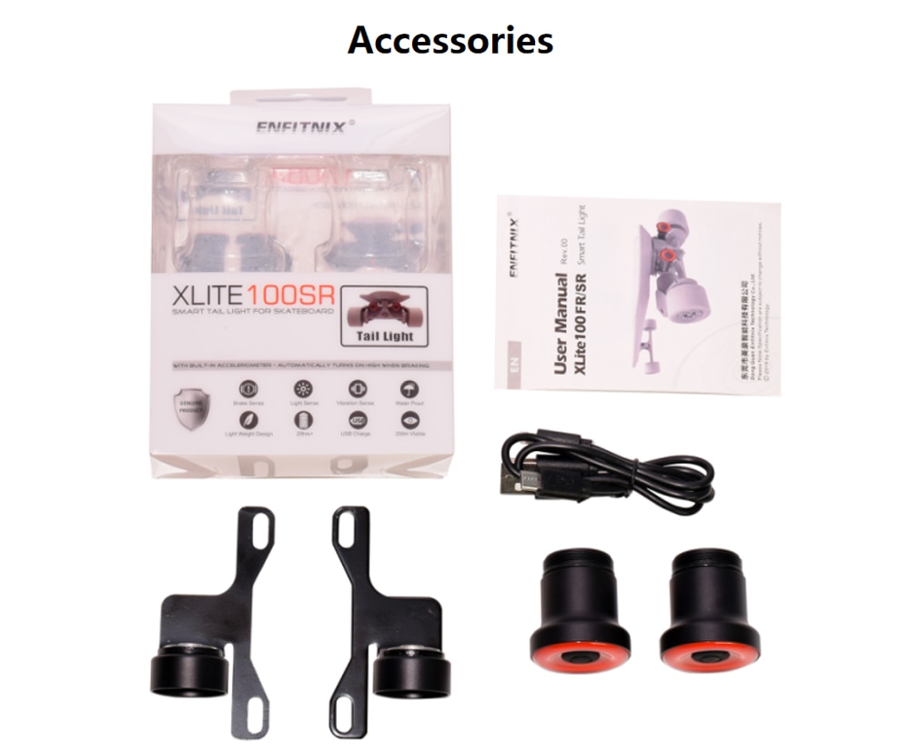 Skateboard Xlite100 Licht Warnung LED-leuchten Wasserdichte Usb Aufladbare Nacht Warnung Lampe 2 Stck für Longboard Elektrische Rolle