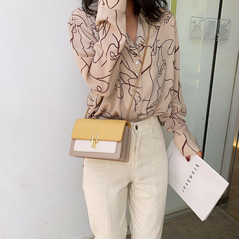 Contraste couleur cuir sacs à bandoulière pour femmes voyage sac à main Simple épaule sac de messager dames sac à bandoulière