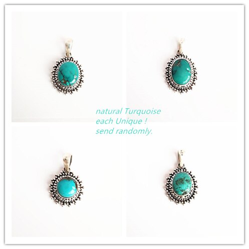 Bijoux en argent véritable népal 925 breloques en argent sterling incrustées de turquoises naturelles  t9072