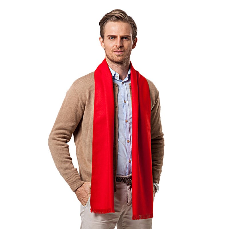 Mode Winter Effen Kleur Mannen Rode Sjaal Luxe Stijl Wol Zachte Kasjmier Sjaals Cachecol Masculino Inverno Shawl: Default Title