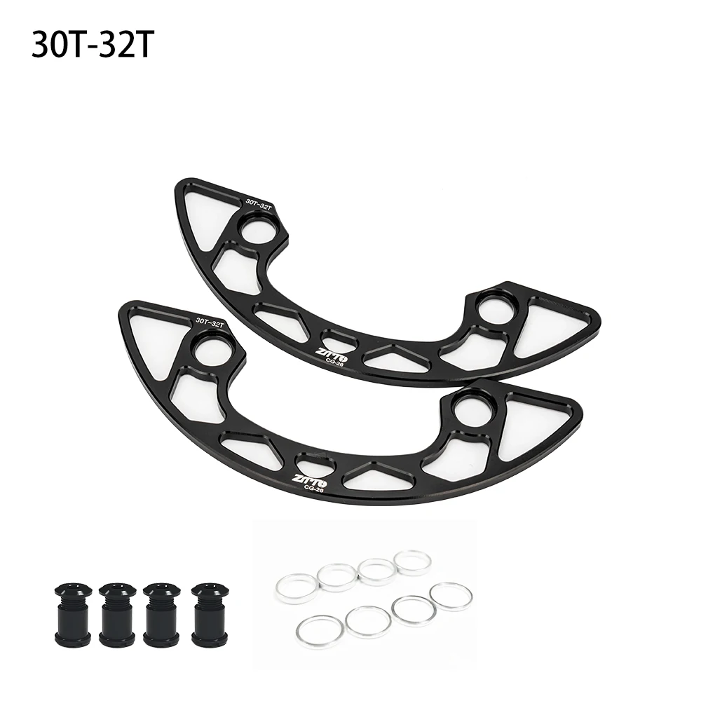 Protector de plato ZTTO MTB 104BCD 30/32/34/36/38/40T CNC cubierta protectora de plato y pernos cubierta protectora de rueda de cadena de bicicleta: Blanco