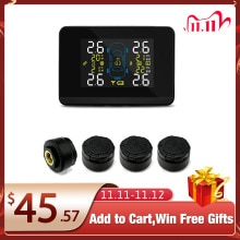CAREUD DC8V-DC16V, TPMS Universal para coche, sistema de supervisión de presión de neumáticos inalámbrico para coche + Sensor externo para neumáticos de 4 ruedas