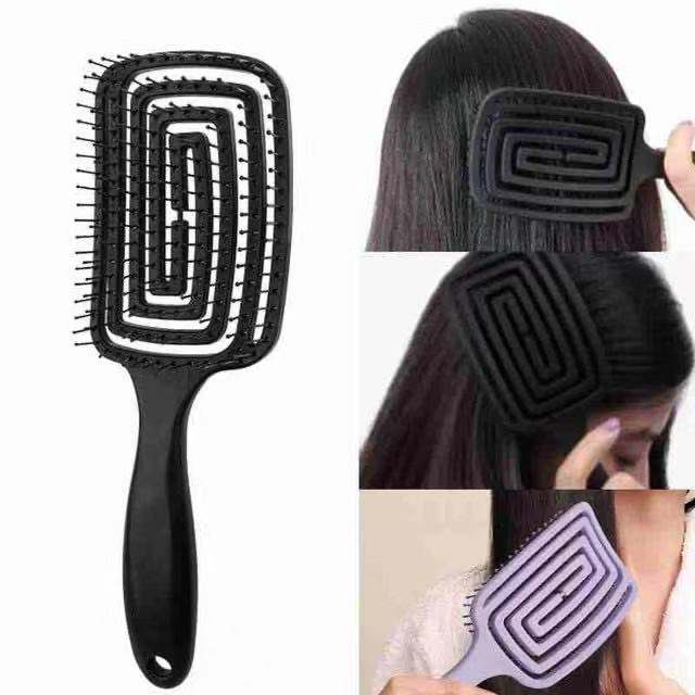 Brosse à cheveux Portable, peigne de Massage du cuir chevelu, poignée antidérapante en caoutchouc, outil de coiffure sec et humide, soins de santé
