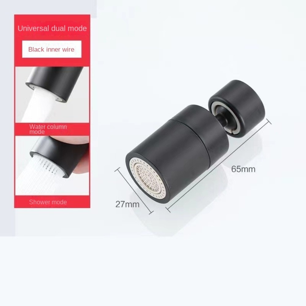 2- läges köksblandare spolmunstycke filter justerbart 360 ° roterande stänkskydd kranmunstycke bubbelblandare diskbänksblandare strålsamlare: Silver-