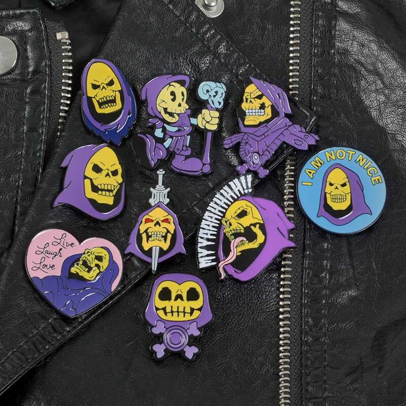 9Styles Skeletor Purple Hood Enamel Pin Masters of The Universe Badge Brooch Bag Clothes Lapel Classic Cartoon Jewelry