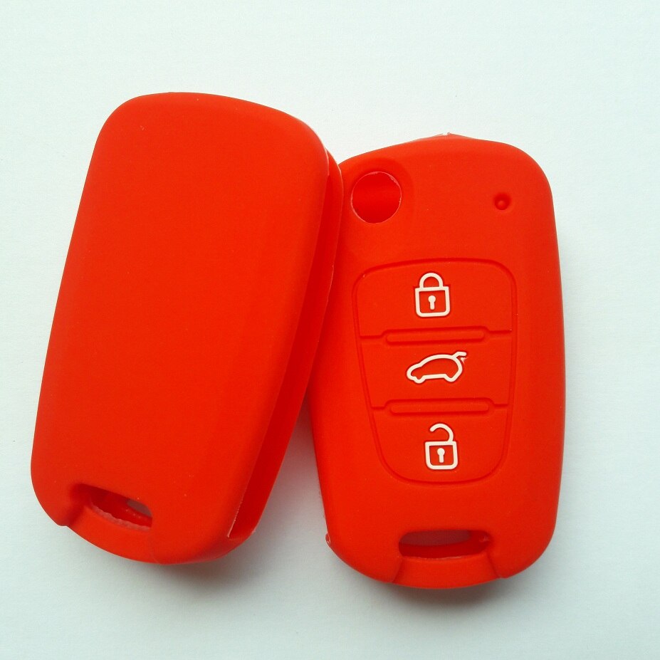 3 button Silicon Case For kia sportage picanto 3 rio k2 K5 cerato ceed soul for hyundai ix35 i30 flip Folding Remote KEY Shell: red-1