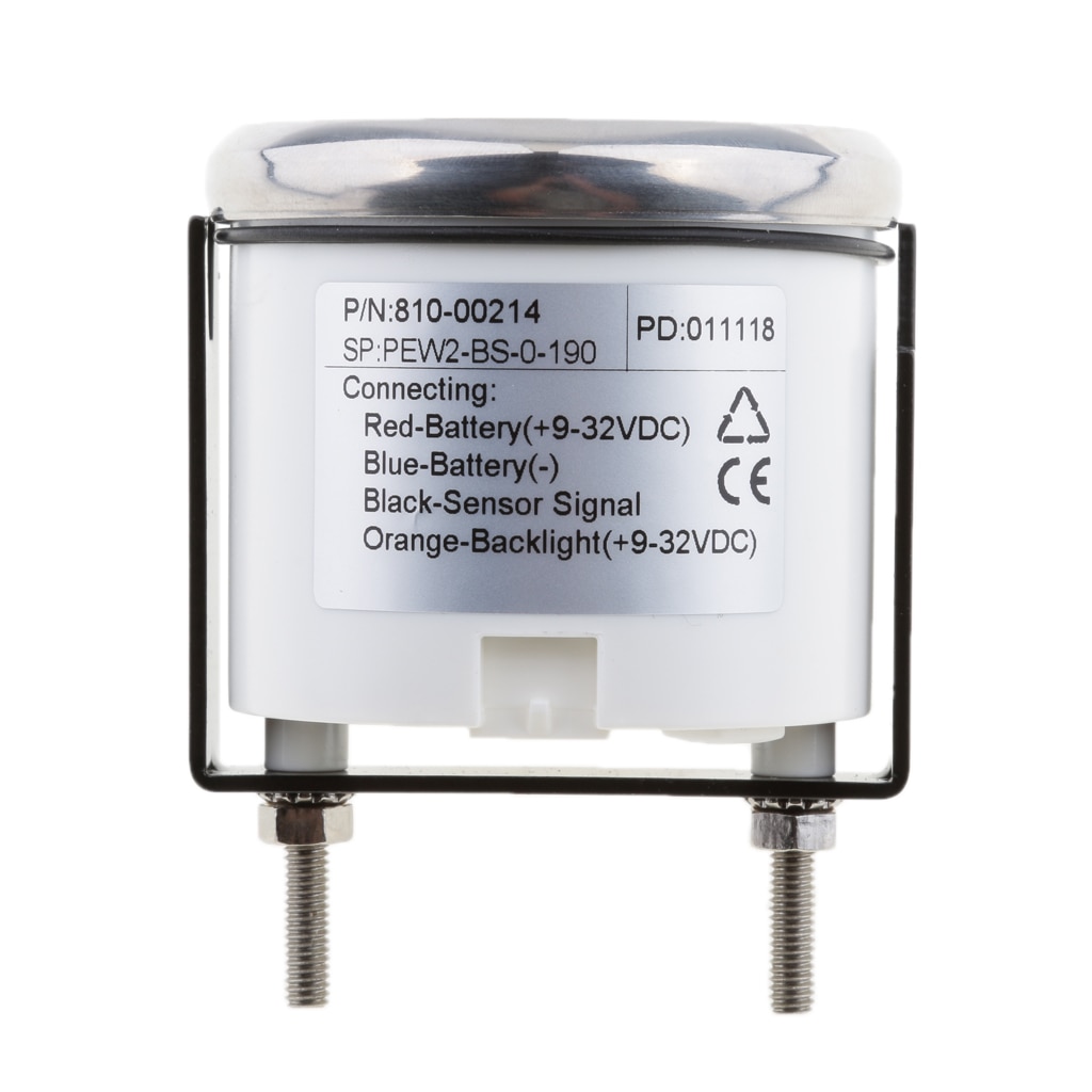 2 inch 52mm LED Digital Water Level Gauge 0-190 ohm, Liquid Tank Monitor for Marine Boat Car RV Truck, Chrome Black