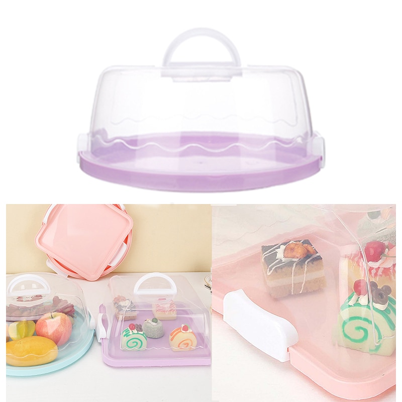 8 zoll/10 zoll tragbare kunststoff runde kuchen Container Nachtisch Container Kasten kuchen träger Server lagerung Kasten Tablett küche werkzeuge