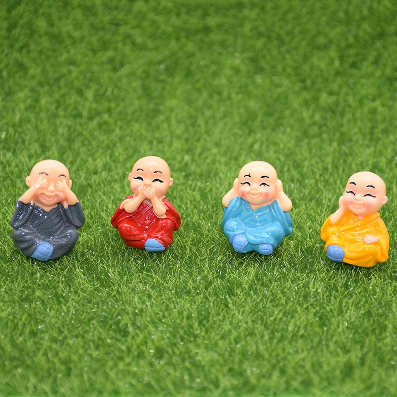 4pcs/Set Mini buddha Figurines Miniature For Home Bonsai Decoration Micro Landscape Decor
