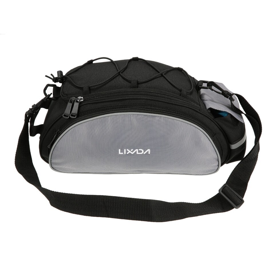 Lixada Fiets Rear Seat Bag 13L Waterdicht Cycling Bike Rack Seat Bag Reartrunk Fietstas Achterbank Tas Handtas Schoudertassen: Black