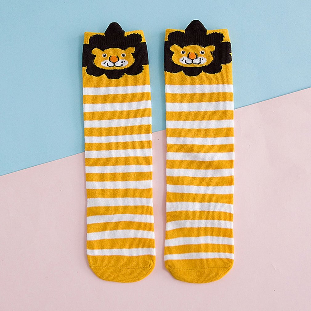 Chaussettes de dessin animé en renard lapin | 1 paire, chaussettes pour enfants, chaussettes au genou, fille, garçon, bébé Animal, bébé doux, chaussettes rayées, longues, 0-3ans, modèle: 2