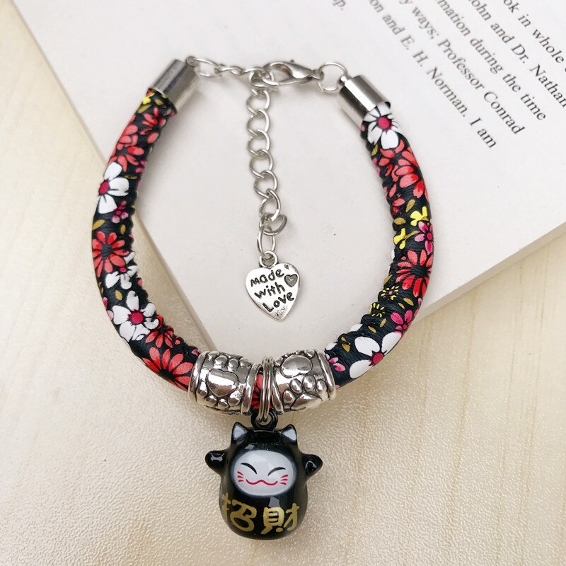 Hecho a mano lindo perro Collar gato impreso corbata Collar con Bell para perros gatos y mascotas gato Accesorios: c