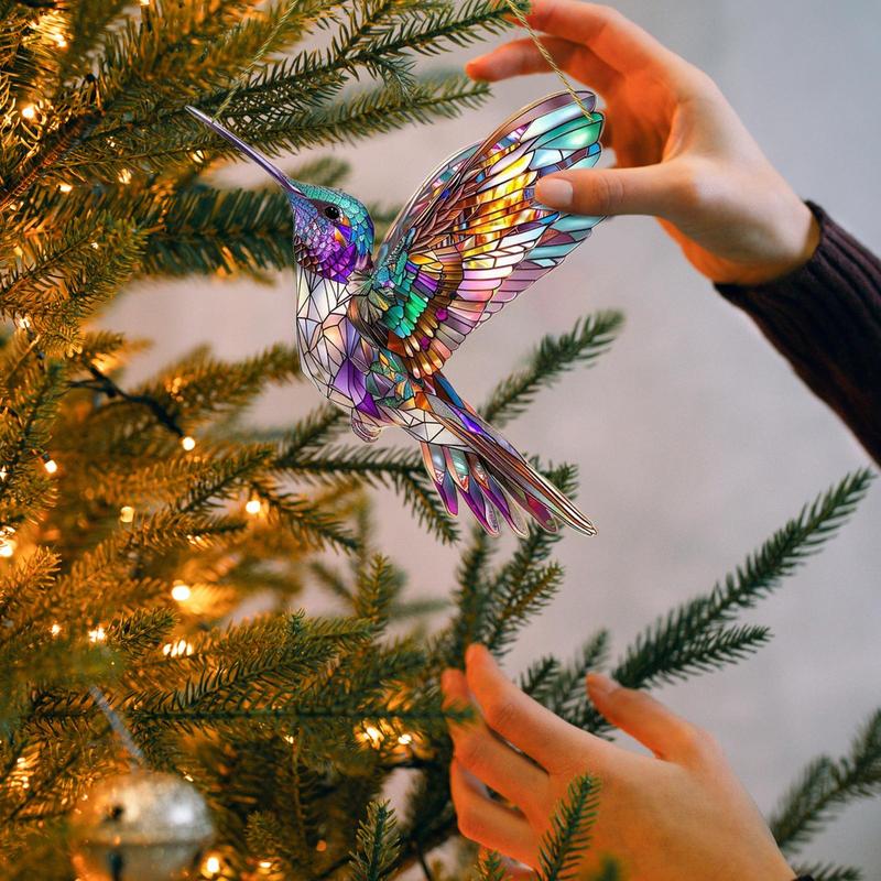 Acryl Vogelornament 2D Kolibrie Vogelhanger Binnen Buiten Gebruik Zonlicht Vangen Platte Kunst Vogelornament Voor Balkon Leven