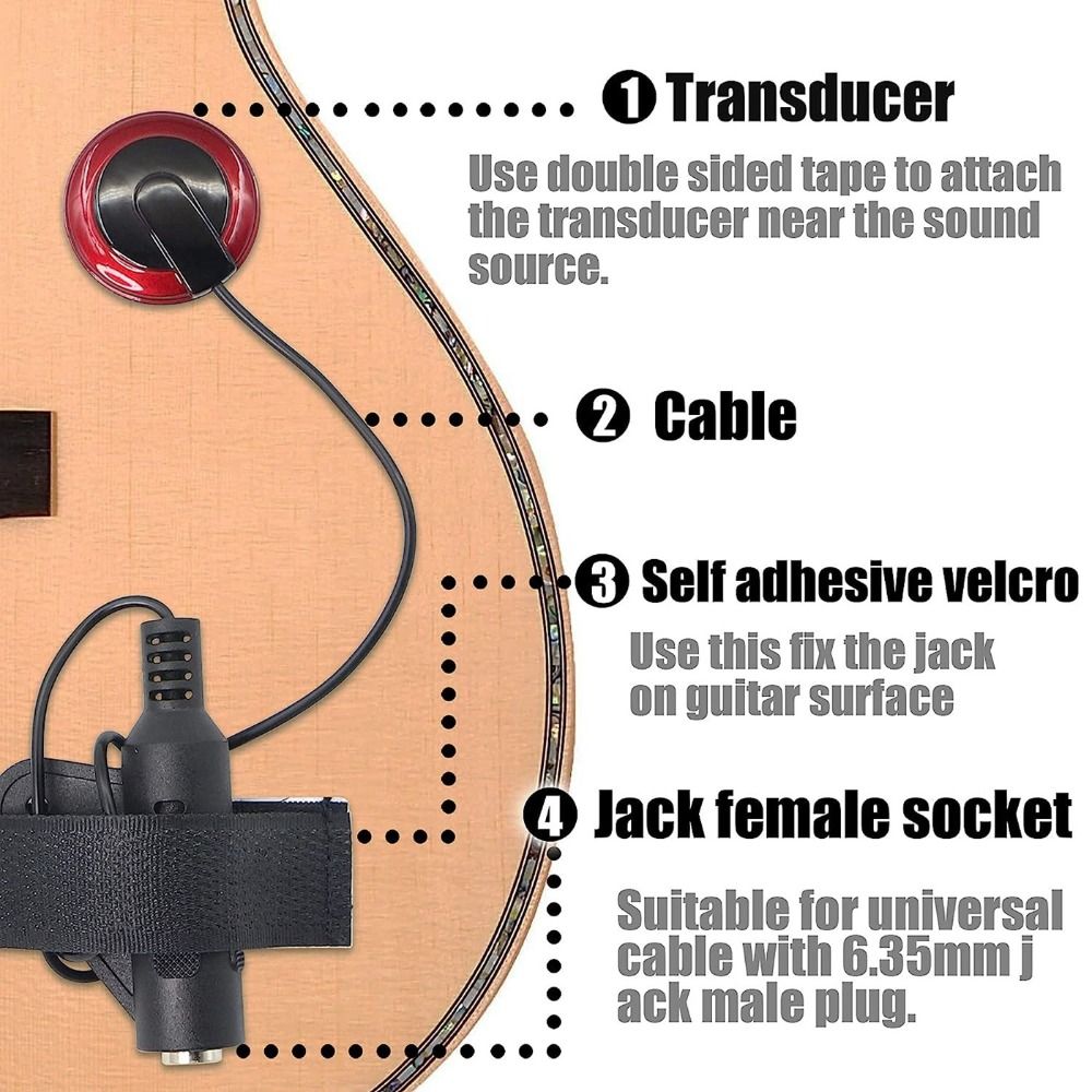 JEParts-Microphone de contact piézo, plastique et métal, facile à installer, violon 514-plus, clip