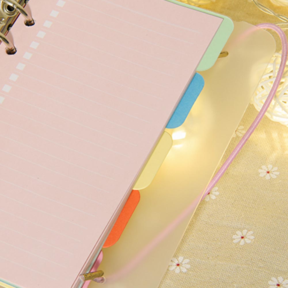 Coloré épais papier séparateur anneaux cahier 6 trous Index Page A5 A6 feuilles mobiles journal catégories clins journal