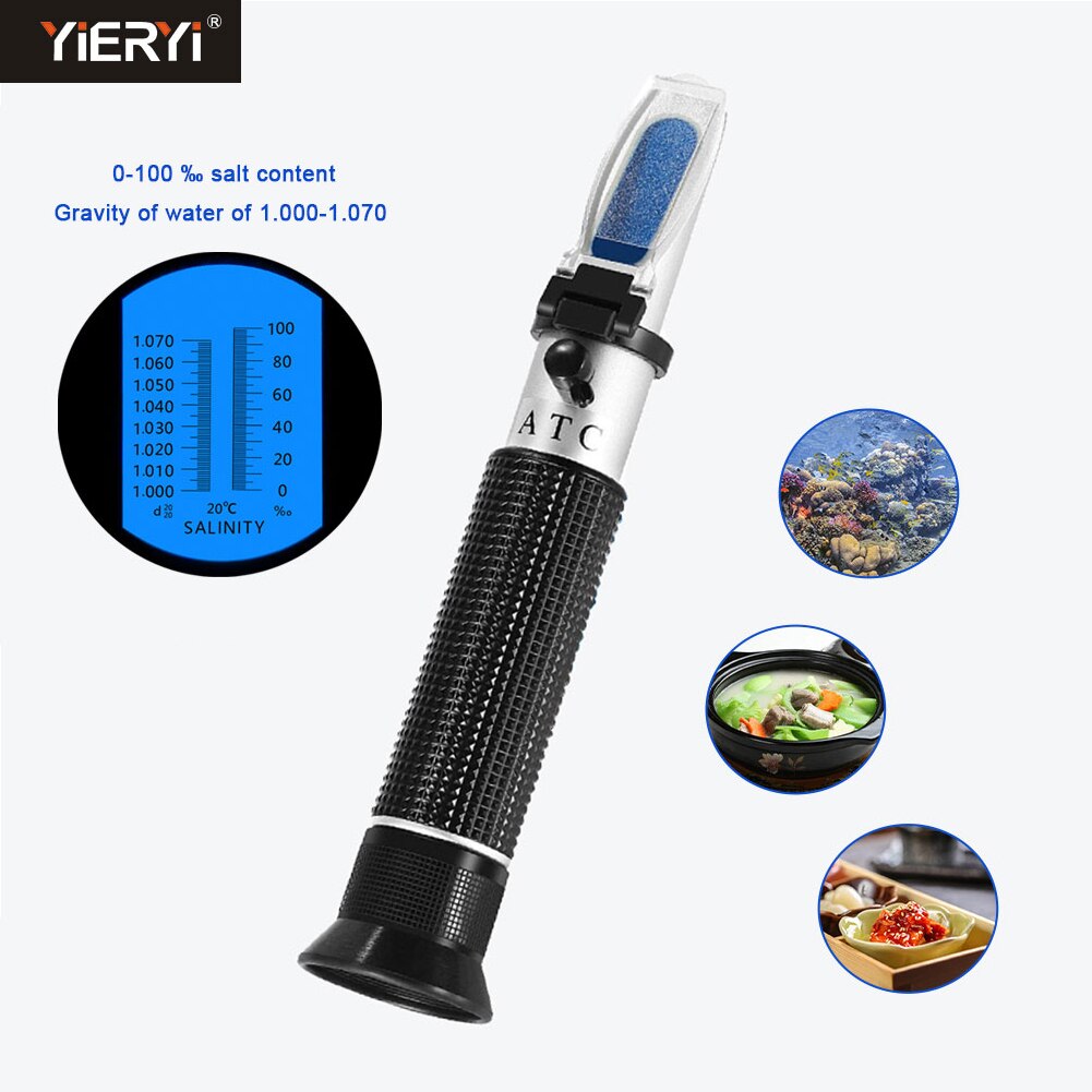 Handheld 0-100% Salzgehalt Aquarium ATC Refraktometer 1,000-1,070 SG Salzgehalt Meerwasser Salinometer Für Aquarium