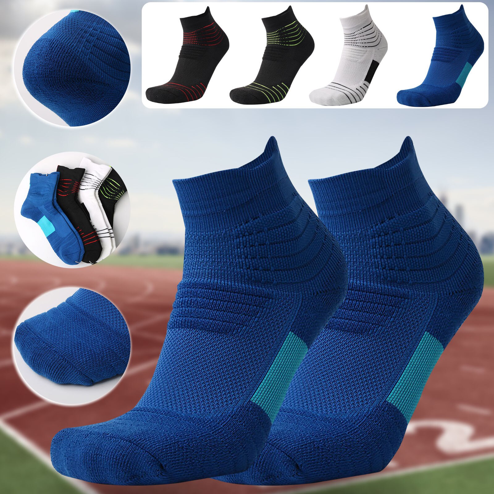 Socks Men And Women In The Tube Sports Cotton Breathable Blue Ball Running Marathon Walking Terry Socks