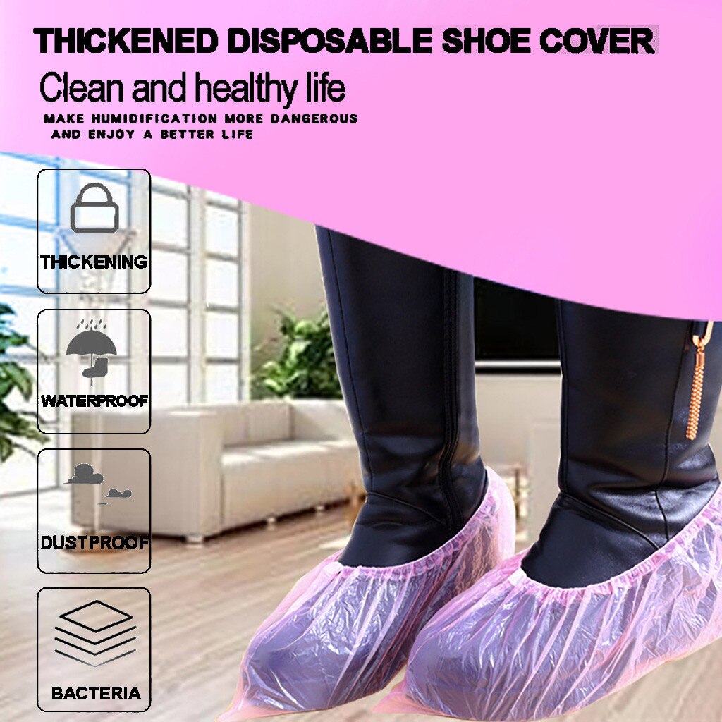 100PCS Disposable Plastic Thick Outdoor waterproof Carpet Cleaning Shoe Cover Non-slip Indoor Homes Overshoes