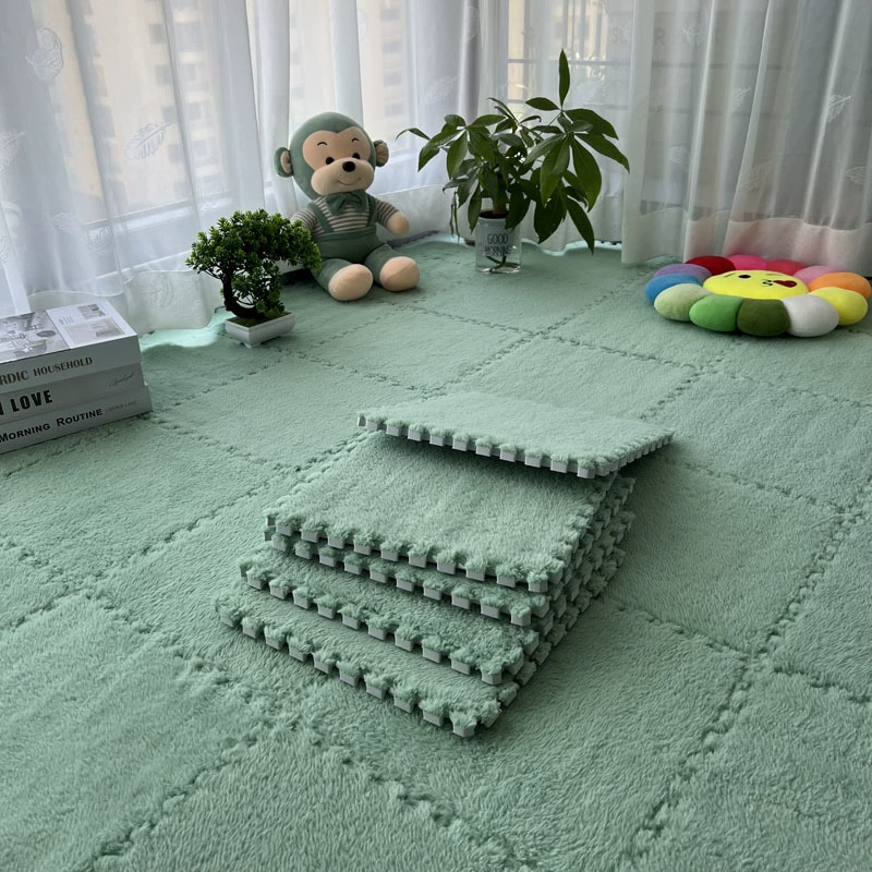 Soft Fluffy Puzzle Foam Floor Mat-Interlocking Square Play Mat Tiles for Kids Baby Nursery,Non-Slip Carpet Rug bedroom rug
