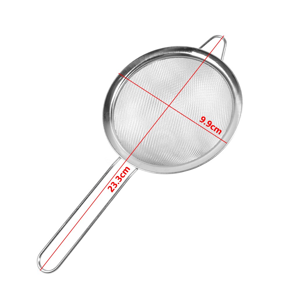 Stainless Steel Fine Mesh Oil Strainer Golden Flour Sifter Sieve Colanders Flour Coffee Mesh Filter Baking Tools Kitchen Bakware: Silver-10CM
