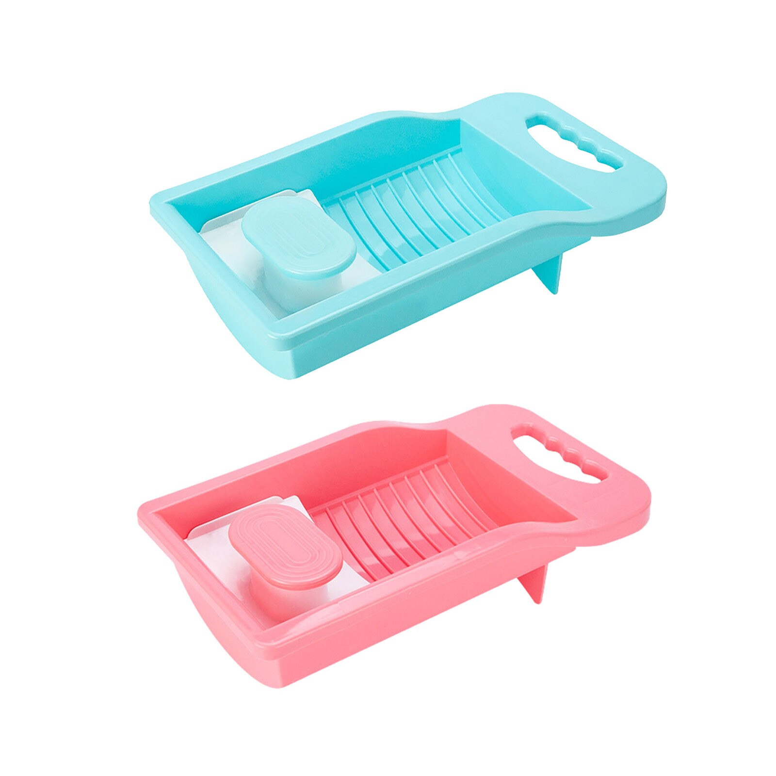 2PC Plastic Laundry Washboard Non-slip Underwear Sock Mini Washboard Scrubboards Washing Board Soap Holder Laundry Scrubbing: C