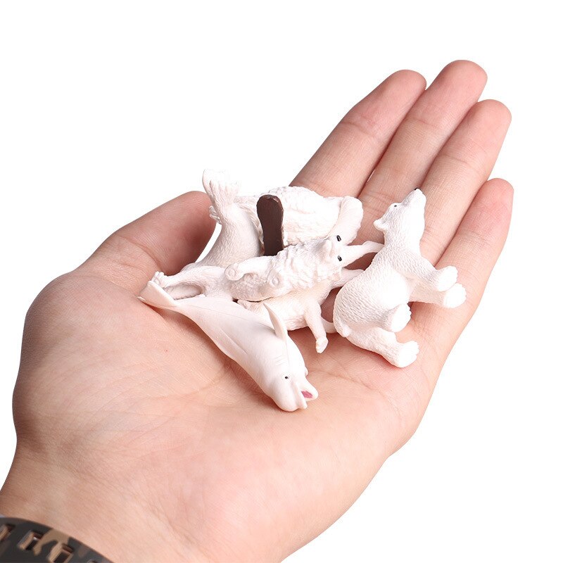 Toy Figures Model Handgemaakte Wildlife Animal Bear Poolvos Wolf Beluga Walvis Seal, Sneeuwuil Polar Regio Educatief