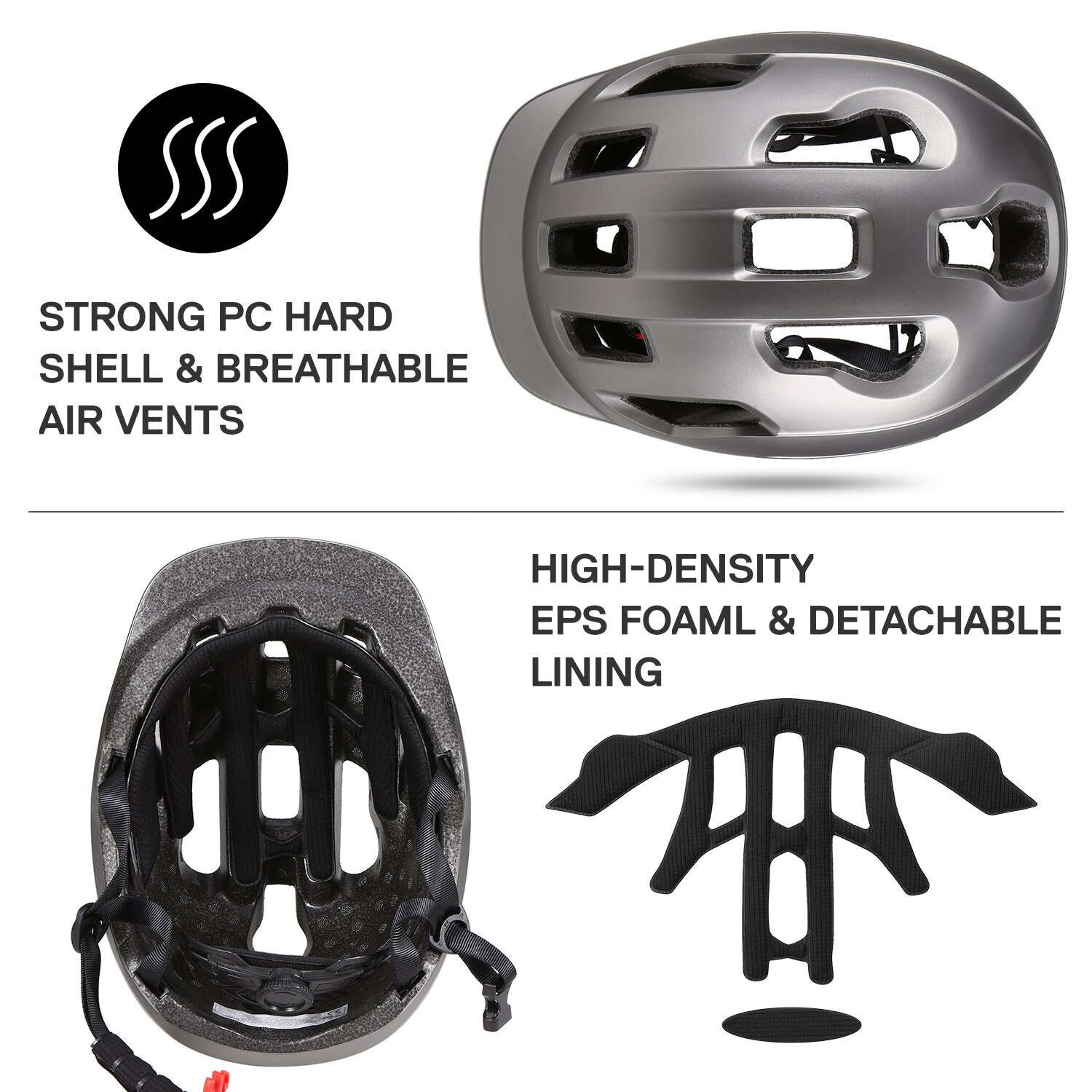 Lixada Mountain Bike Helmet w/ Sun Visor Ultralight Adjustable MTB Cycling Bicycle Helmet Men Women Sports Outdoor Safety Helmet
