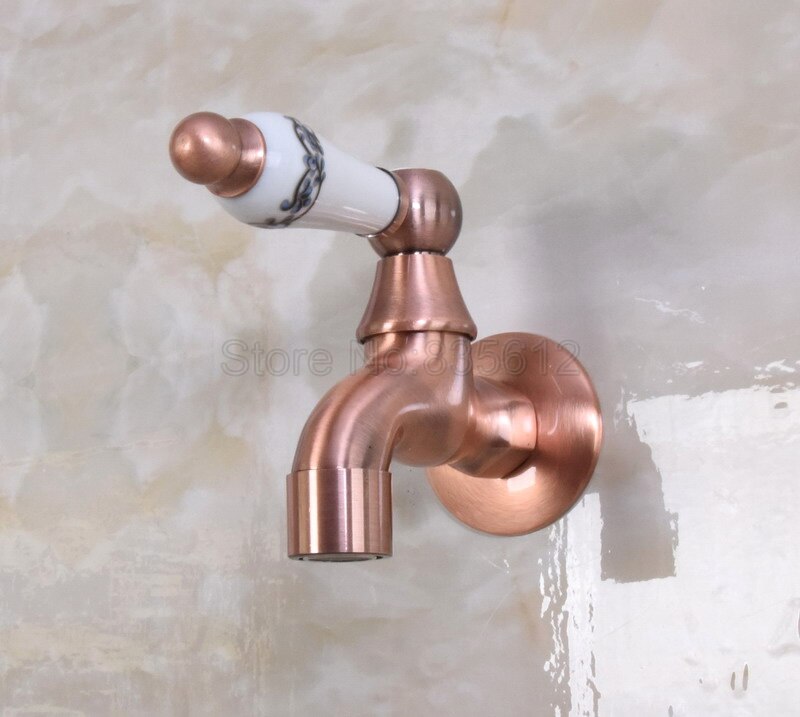 Wandmontage Antieke Rood Koper Keramische Handvat Mop Zwembad Kraan/Sink Koudwaterkraan Wav306