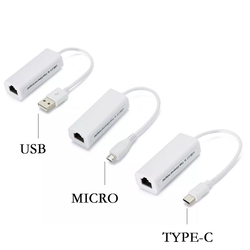 Micro USB tipo C a tarjeta de red LAN Ethernet RJ45 10/100Mbps Cable de Internet para Android PC portátil tableta Windows XP Vista Linux