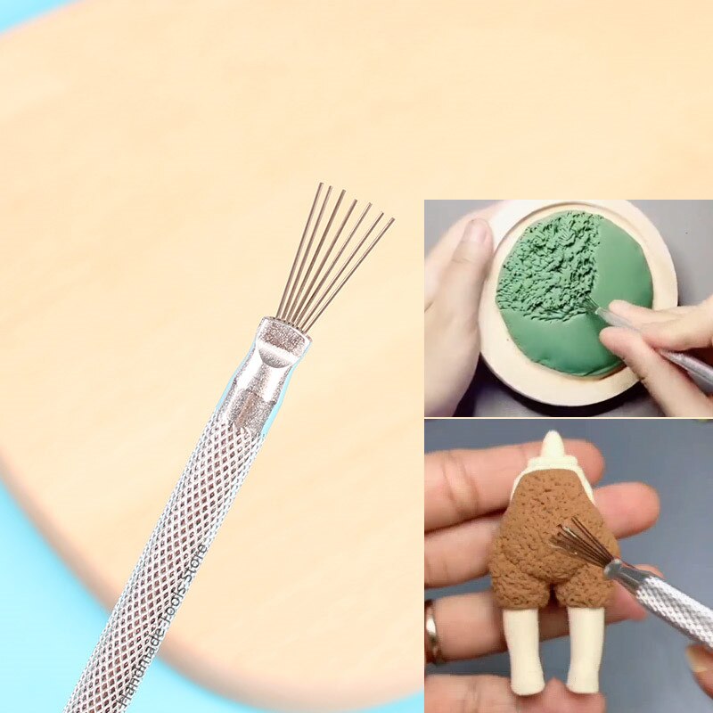 Seven Needle Steel Needle Metal Brush Ultra-light Polymer Clay Texture Brush Pottery Clay Art Sculpture Auxiliary Modeling Tools