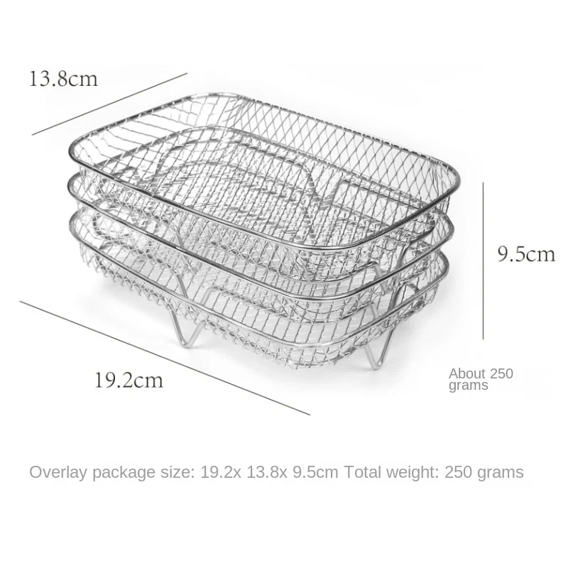 Estante de acero inoxidable para freidora de aire, herramientas de cocina, accesorios para barbacoa, parrilla, plato de freidora multicapa, estante para utensilios de cocina: Grey