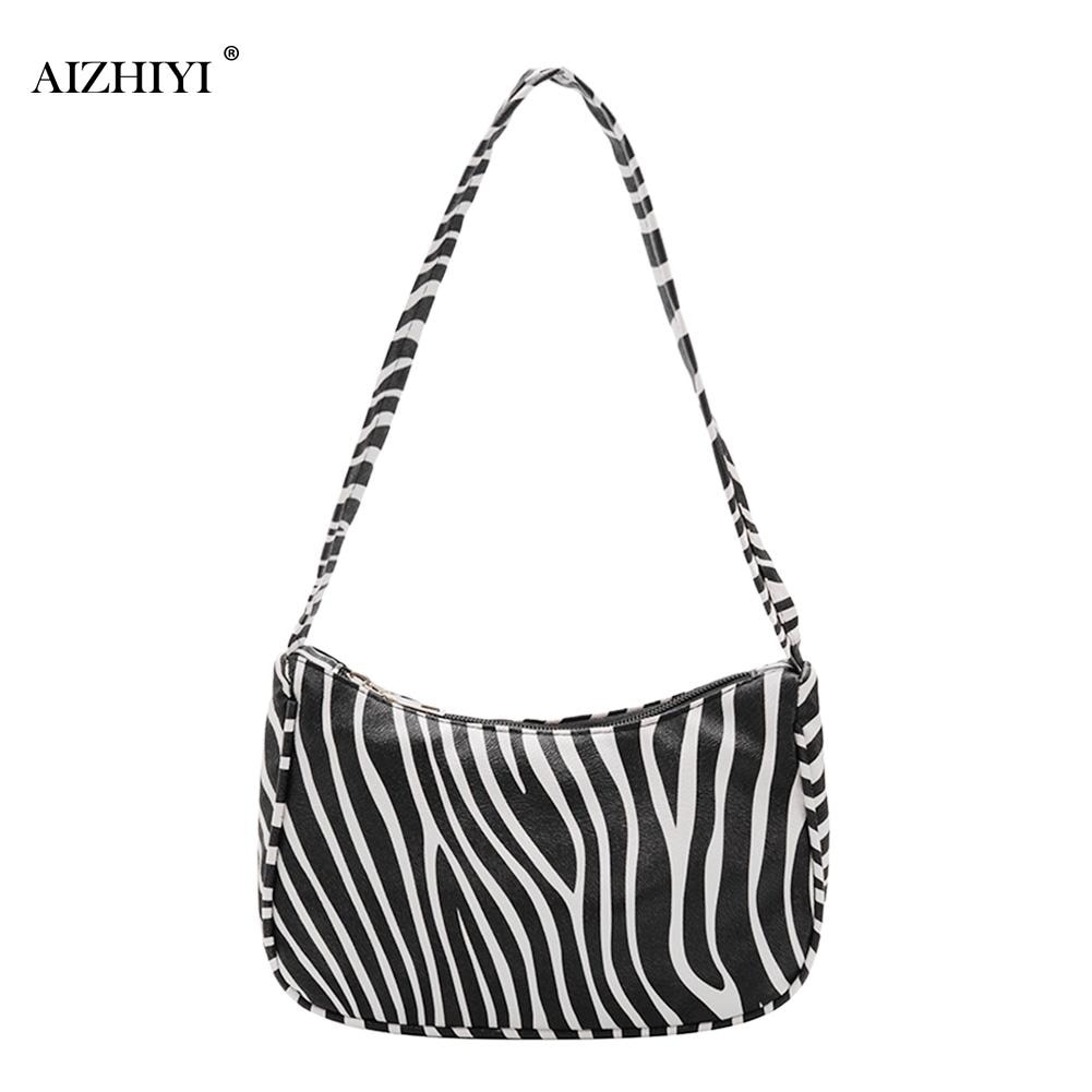 Vintage zebra print kvinder skuldertaske damer crossbody tasker kvindelige håndtasker cool piger tote original håndtaske