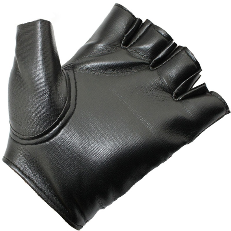 Guantes sin dedos, aspecto de cuero, con tachuelas, Punk Rock negro, Guay, Unisex