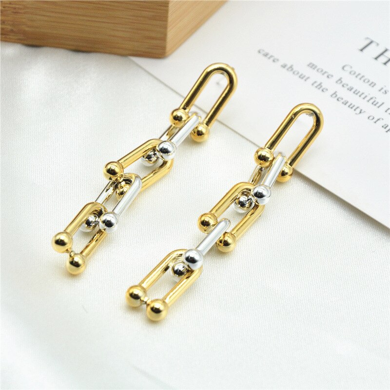 groß klobig frauen Punk Hals Kette U bilden Verbunden Halsband Halsketten Prüfer Gothic Schmuck Grunge Chocker Kragen Für mädchen Kpop: mischen earrings