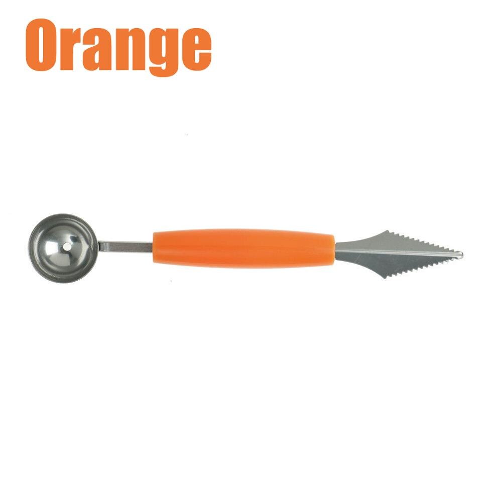 2 In 1 Melon Baller Scoop Fruit Carving Knife Multi-functional Kitchen Peeler Fruits Cutter Shape Carving Tool: Orange