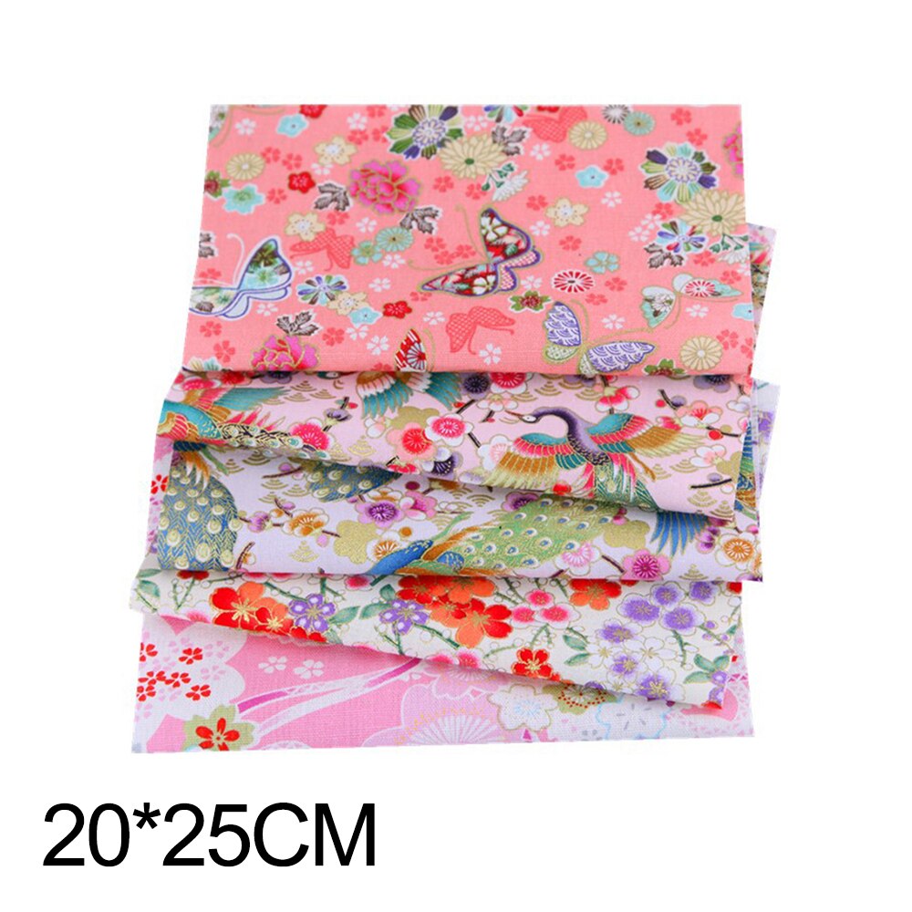 Japanischen Gedruckt Baumwolle Patchwork Tuch einstellen Bronzing NäHenne Quilten Stoffe Blumen- DIY Handgemachte Gesicht Maske Zubehör 20x25cm: 19  5Stck