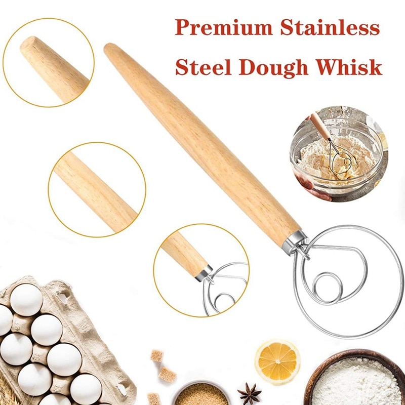 Danish Dough Whisk Large, Bread Lame for Scoring Sourdough Bread Easily with 10 Replaceable Razor Blades (16Pcs)